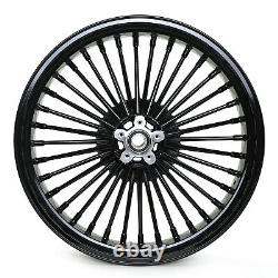 21 18 Black Fat Spoke Wheels Rim Set Dual Disc For Harley Touring Softail Dyna