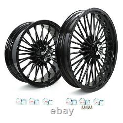 21/18 Front Rear Cast Wheels Set Single Disc Fat Spokes Touring Softail FLSTF