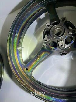 21-22 Kawasaki NINJA ZX10R FRONT REAR WHEELS RIMS CUSTOM Holographic Rainbow OEM