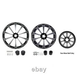 21 Front & 18 Rear Wheel Rims Dual Disc Hub Belt Pulley Fit For Touring 97-08