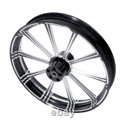 21 Front & 18 Rear Wheel Rims Dual Disc Hub Belt Pulley Fit For Touring 97-08