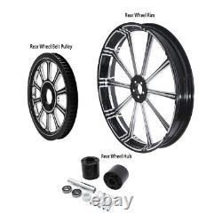 23'' Front 18'' Rear Wheel Rim Dual Hub Pulley Fit For Harley Touring 08-22 CNC
