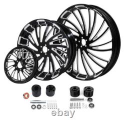 23'' Front Wheel Dual Disc 18'' Rear Wheel Hub Pulley For Harley Touring 2009-Up