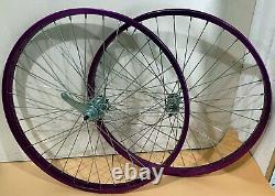 26 Heavy Duty Alloy Front & Rear Coaster Brake Bicycle Wheel 12g spokes White