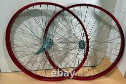 26 Heavy Duty Alloy Front & Rear Coaster Brake Bicycle Wheel 12g spokes White