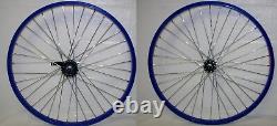 26x2.125 Alloy Front Rear Bicycle Wheelset Heavy Duty 12g Coaster Blue