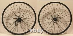 26x2.125 Alloy Front Rear Bicycle Wheelset Heavy Duty 12g Coaster Matte Black