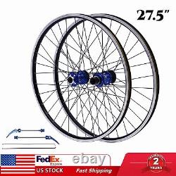 27.5-inch Mountain Bike Front Rear Wheelset Blue Aluminum Alloy Rim Disc Brake