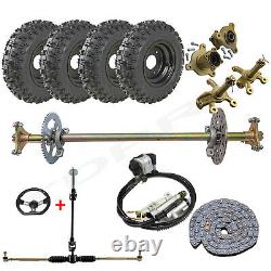 29 Go Kart Trike Rear Axle Kit + 6 Wheels Hub Sprocket Front Steering Tie Rod