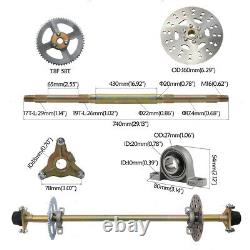 29 Go Kart Trike Rear Axle Kit + 6 Wheels Hub Sprocket Front Steering Tie Rod