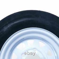 2 5.30-12 LRC Bias Trailer Tires on 12 5 Lug White STP Wheels 5.30x12