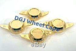 2 Bar Cut Gold Knock-offs Spinners for Lowrider Wire Wheels