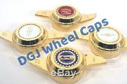 2 Bar Cut Gold Knock-offs Spinners for Lowrider Wire Wheels