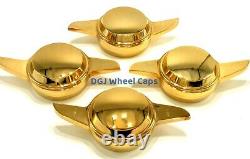 2 Bar Smooth Gold Knock-offs Spinners for Lowrider Wire Wheels