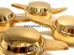 2 Bar Smooth Gold Knock-offs Spinners for Lowrider Wire Wheels