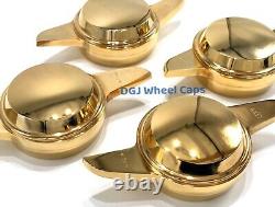 2 Bar Smooth Gold Knock-offs Spinners for Lowrider Wire Wheels