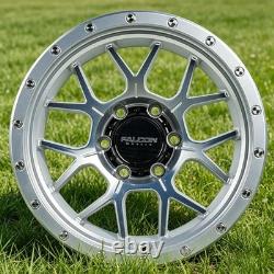 2 Pack Falcon 17 x 9 inch Wheel Off-Road TX Titan Silver withMachine Face Wheels
