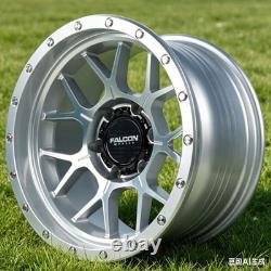 2 Pack Falcon 17 x 9 inch Wheel Off-Road TX Titan Silver withMachine Face Wheels