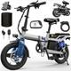 30MPH Folding Electric Bike for Adults, 750W 48V 10.4AH 14 Commuter City Ebike