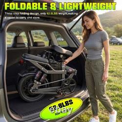 30MPH Folding Electric Bike for Adults, 750W 48V 10.4AH 14 Commuter City Ebike