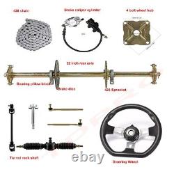 32 Go Kart Rear Axle Kit + Front Steering Wheel Tie Rod Gear Rack ATV Buggy Qua