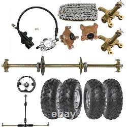 32 Go Kart Rear Live Axle Kit 8 Wheels Front Steering Hub DIY Trike Buggy Mowe