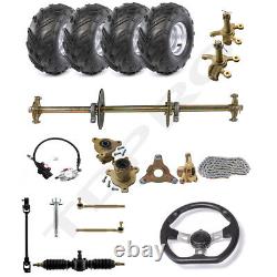 32 Rear Axle Kit Wheels + Front Steering Shaft Assembly For Go Kart ATV Buggy