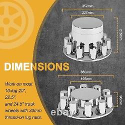 33mm Chrome Hub Cover Kit Lug Nut Semi Truck Wheel Axle Covers 2 Front & 4 Rear