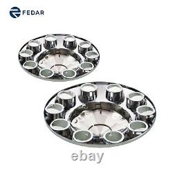 33mm Chrome Hub Cover Wheel Axle Covers Spiked Kit Front & Rear Semi Truck