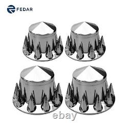 33mm Chrome Hub Cover Wheel Axle Covers Spiked Kit Front & Rear Semi Truck
