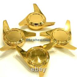 3 Bar Cut Gold Knock-Off Spinner Caps for Lowrider Wire Wheels