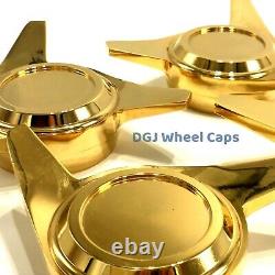 3 Bar Cut Gold Knock-Off Spinner Caps for Lowrider Wire Wheels