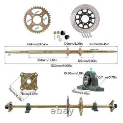 44 Go Kart Rear Axle Kit 8 Wheels Front Steering Hub for Golf Cart ATV Quad