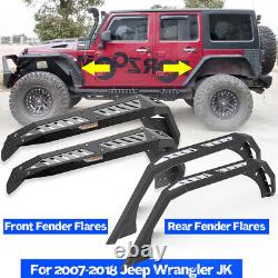 4PCS For 2007-2018 Jeep Wrangler JK JKU Wheel Front Rear Fender Flares Steel