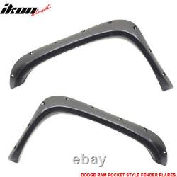 4PC Fender Flares 94-01 Ram1500 2500 3500 POCKET Style Smooth BLK ABS Rear+Front