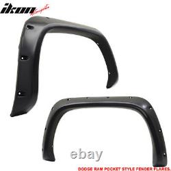 4PC Fender Flares 94-01 Ram1500 2500 3500 POCKET Style Smooth BLK ABS Rear+Front