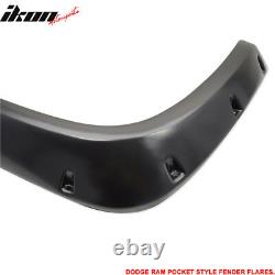 4PC Fender Flares 94-01 Ram1500 2500 3500 POCKET Style Smooth BLK ABS Rear+Front