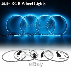 4Pcs 15.5 LED RGB Ring Wheel Lights with Turn Brake illuminated KIT Bluetooth APP