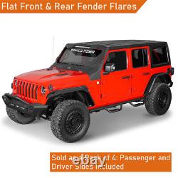 4Pcs Front + Rear Steel Flat Wheel Fender Flares Fit 2018-2024 Jeep Wrangler JL