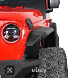 4Pcs Front + Rear Steel Flat Wheel Fender Flares Fit 2018-2024 Jeep Wrangler JL