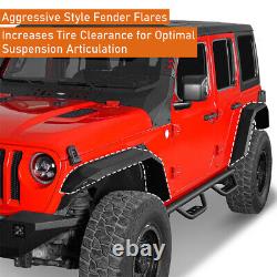 4Pcs Front + Rear Steel Flat Wheel Fender Flares Fit 2018-2024 Jeep Wrangler JL