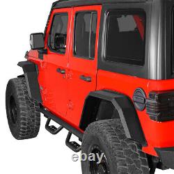 4Pcs Front + Rear Steel Flat Wheel Fender Flares Fit 2018-2024 Jeep Wrangler JL