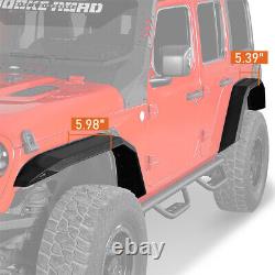 4Pcs Front + Rear Steel Flat Wheel Fender Flares Fit 2018-2024 Jeep Wrangler JL