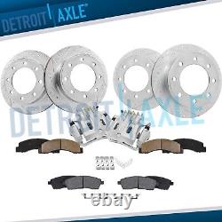 4WD Front Rear Drilled Rotors Brake Pads +Rear Calipers for 00-04 F-250 F-350 SD