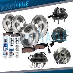 4WD Front & Rear Rotors + Ceramic Pads + Wheel Bearings for Expedition Navigator