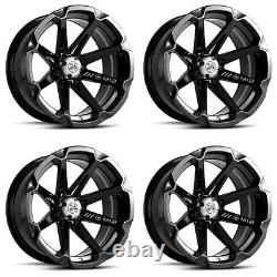 4 ATV/UTV Wheels Set 14in MSA M12 Diesel Black 4/110 10mm IRS