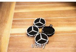 4 Matte Black Wheel Center Hub Caps Emblem Fits Mercedes-benz 75mm/ 3 In
