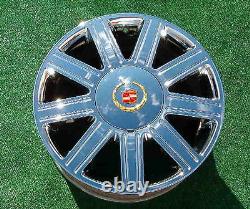 4 NEW Chrome Cadillac CENTER CAPS fit OEM Deville Eldorado SLS DHS DTS Wheels