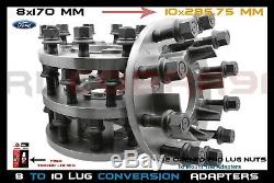 4 Pc 8 Lug To 10 Lug Steel Adapters Mount 22.5 24.5 Semi Wheels On 99-2004 F-350