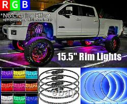 4x 15.5 IP68 RGB Color Changing Lighting Bluetooth LED Wheel Rings Lights Truck